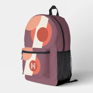 Sac À Dos Imprimé Mauve Taupe Pêcher Corail Orange Rouge Retro Forme