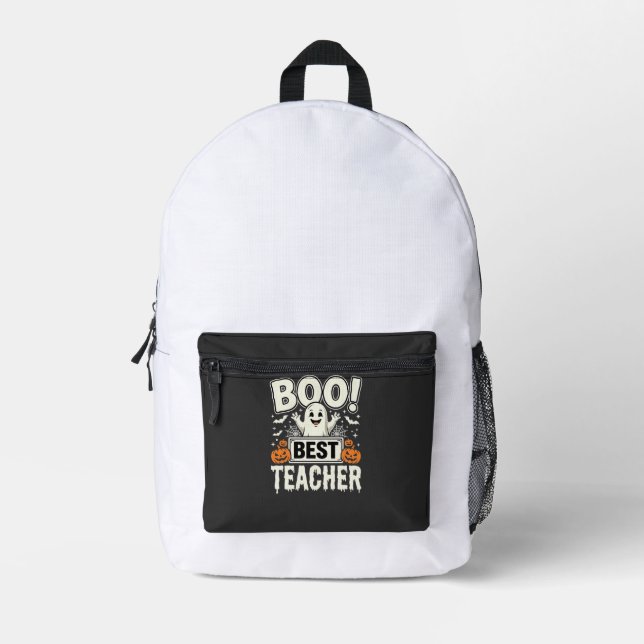 Sac À Dos Imprimé Meilleur professeur Halloween fantôme Design_1 (Recto)