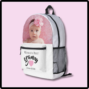 Sac À Dos Imprimé Meilleure Mémé du Monde depuis Année Photo Mignonn