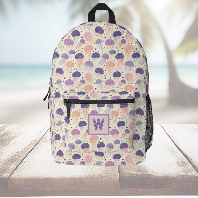Sac À Dos Imprimé Mélange de méduse Pastel violet et orange monogram (Créateur téléchargé)