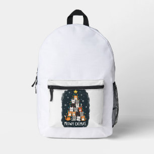 Sac À Dos Imprimé Meowy Catmas Chat Arbre de Noël Xmas Filles Garçon
