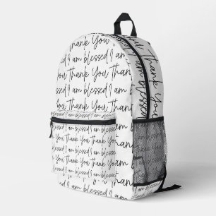 Sac À Dos Imprimé Merci en noir et blanc Je suis béni