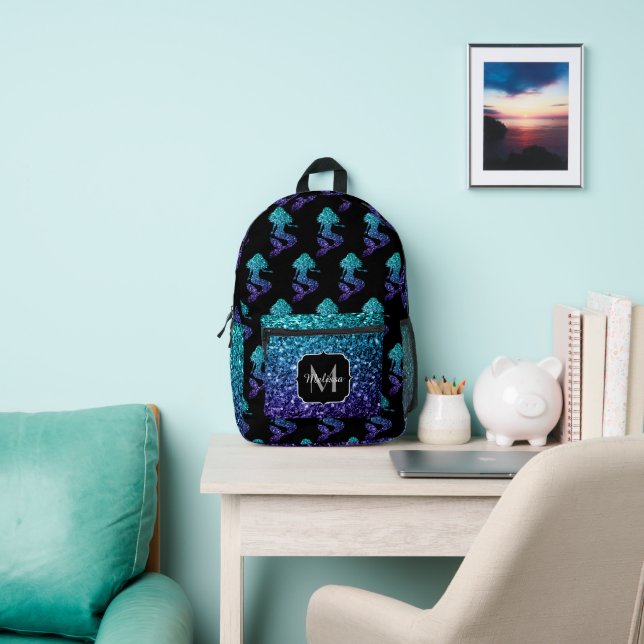 Sac À Dos Imprimé Mermaid aqua bleu ombre motif Monogramme (Insitu)