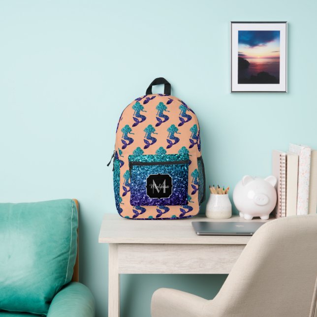 Sac À Dos Imprimé Mermaid aqua bleu ombre Parkings pêche Monogramme (Insitu)