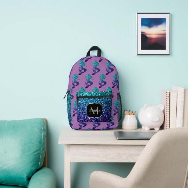 Sac À Dos Imprimé Mermaid aqua bleu ombre Sparkings lavande Monogram (Insitu)