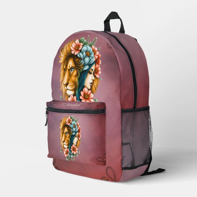 Sac À Dos Imprimé Merveilleuse femme dont les cheveux longs et fluid (Coin arrière droit)