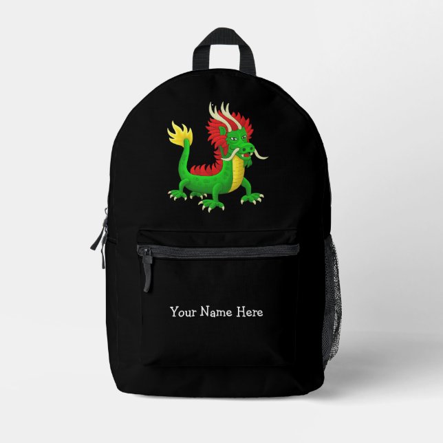 Sac À Dos Imprimé Merveilleux Dragon Chinois Vert (Recto)