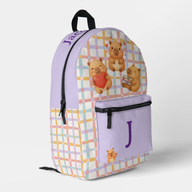 Sac À Dos Imprimé Mignon Capybara Personnalisé (Coin arrière gauche)