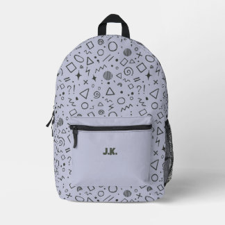 Sac À Dos Imprimé mignon doodles rétro motif bleu gris