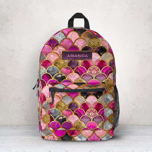 Sac À Dos Imprimé Mignon écailles de sirène rose chaud doré féminin