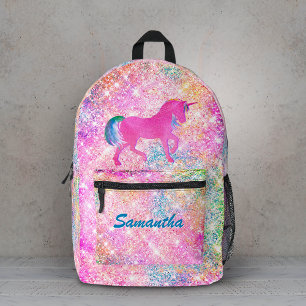Sac À Dos Imprimé Mignon licorne arc-en-ciel rose paillettes 