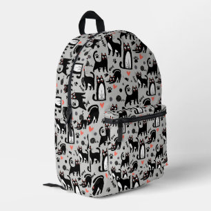 Sac À Dos Imprimé Mignon motif sans couture de chat noir sur fond gr