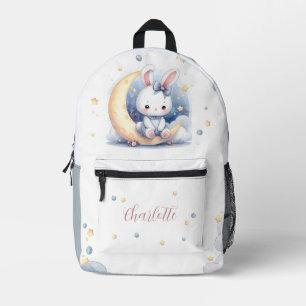 Sac À Dos Imprimé mignon petit lapin et enfants de la lune