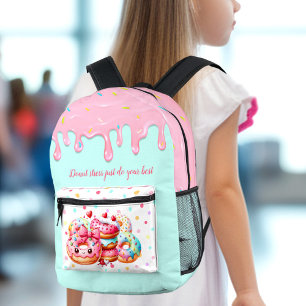 Sac À Dos Imprimé Mignonne Donut goutte glace douce fille rose Nom d