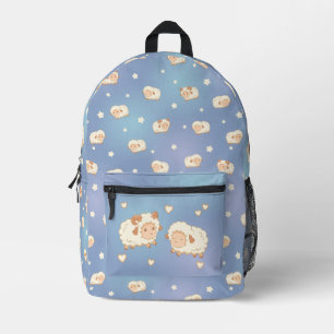 Sac À Dos Imprimé Mignonne Petite Ewe au bélier de mouton sur bleu