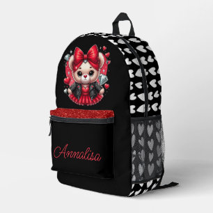 Sac À Dos Imprimé Mignonne rouge et noir ours en peluche Moto Veste