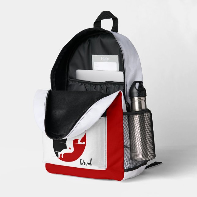 Sac À Dos Imprimé Mignonne Sports Homme Fitness Athletic Red Logo (Coin arrière droit (ouvert))