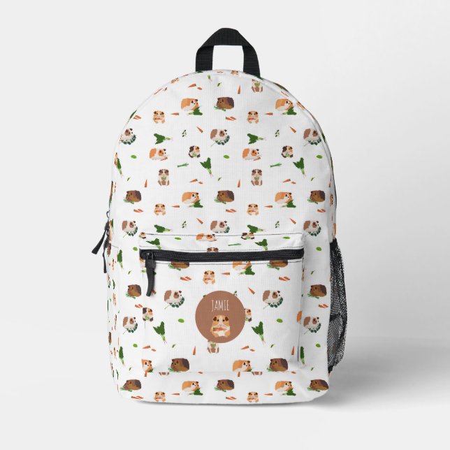 Sac À Dos Imprimé Mignons Cochons d'Inde Drôles Nom Personnalisé (Recto)