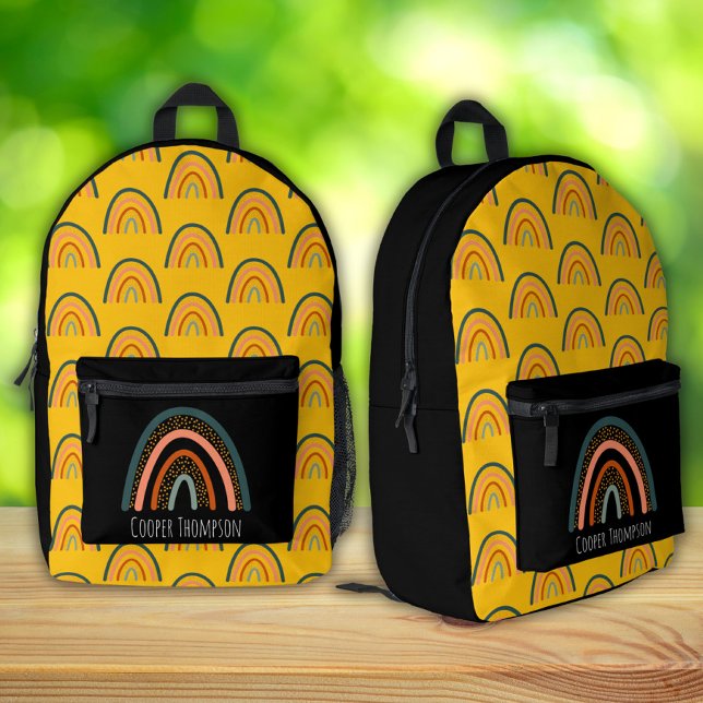 Sac À Dos Imprimé Mignons garçons arc-en-ciel jaune et noir  (Créateur téléchargé)