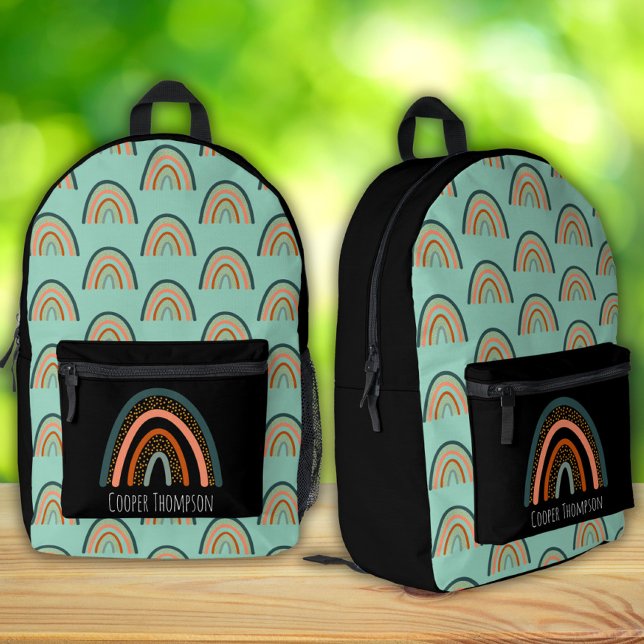 Sac À Dos Imprimé Mignons garçons arc-en-ciel menthe et noir  (Créateur téléchargé)