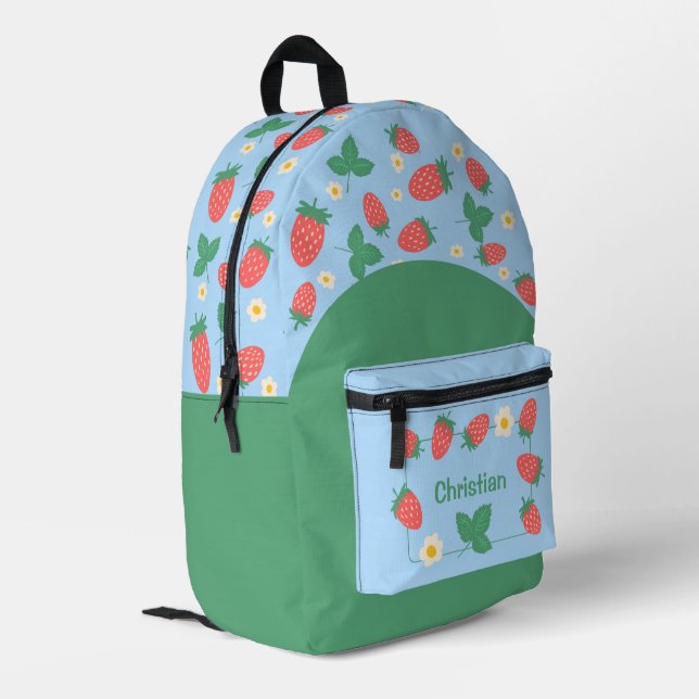 Sac À Dos Imprimé Mini Fleur de Fraisier personnalisable (Coin arrière gauche)