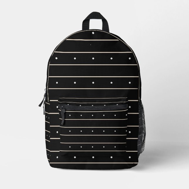 Sac À Dos Imprimé Minimalist Black And White Horizontal Striped With (Recto)