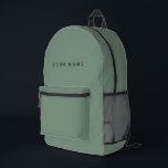 Sac À Dos Imprimé Minimalist Modern Custom Name, Text, Photo<br><div class="desc">Personalized Trendy organic sage green backpack featuring modern custom text. Add your own photo,  illustration or any graphic design element,  or leave this elegant and minimal aesthetic. Any font,  any color,  no minimum.</div>