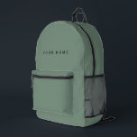 Sac À Dos Imprimé Minimalist Modern Custom Name, Text, Photo<br><div class="desc">Personalized Trendy organic sage green backpack featuring modern custom text. Add your own photo,  illustration or any graphic design element,  or leave this elegant and minimal aesthetic. Any font,  any color,  no minimum.</div>