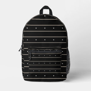 Sac À Dos Imprimé Minimaliste Noir Et Blanc Rayé Horizontalement Ave