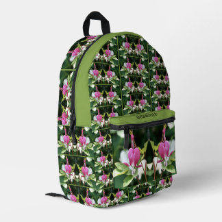 Sac À Dos Imprimé Miroir de fleurs de coeur rose saignant personnali