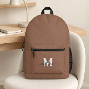 Sac À Dos Imprimé Mocha Mousse moderne Nom du monogramme personnalis