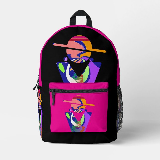 Sac À Dos Imprimé Mode vers l'avant rose noir (Recto)