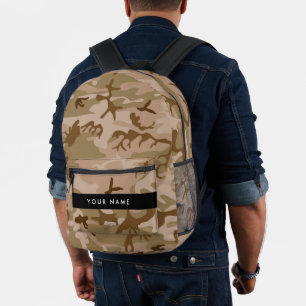 Sac À Dos Imprimé Modèle de camouflage du désert, Votre nom, Personn