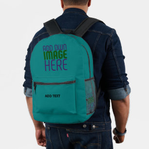 SAC À DOS IMPRIMÉ MODELE DE TEXTE D'IMAGE VERT TEAL MODIFIABLE MODER