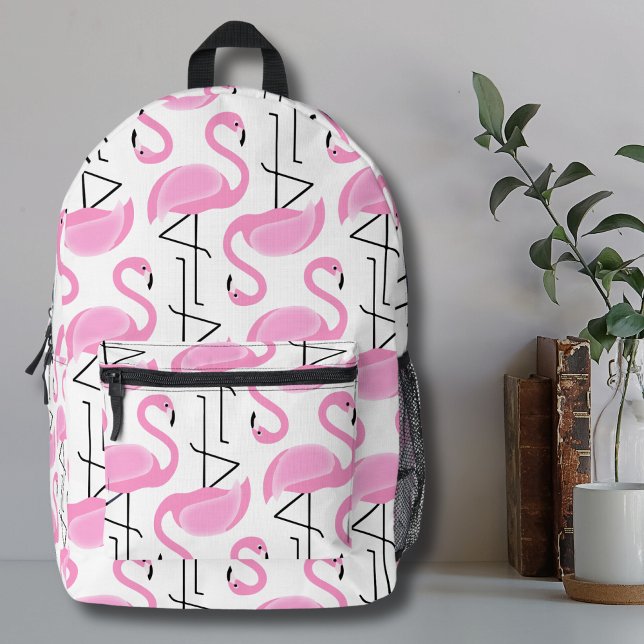 Sac À Dos Imprimé Modèle Flamingo rose moderne simple (Cute Simple Modern Tropical Pattern Pink Flamingo Printed Backpack)