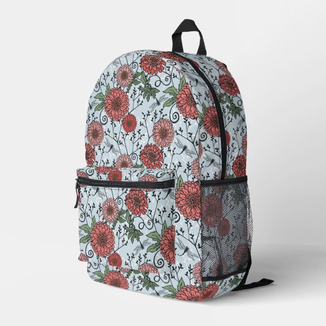 Sac À Dos Imprimé Modèle floral (Coin arrière droit)