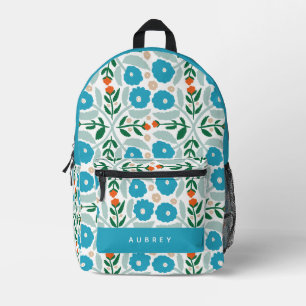 Sac À Dos Imprimé Modèle floral bleu rétro