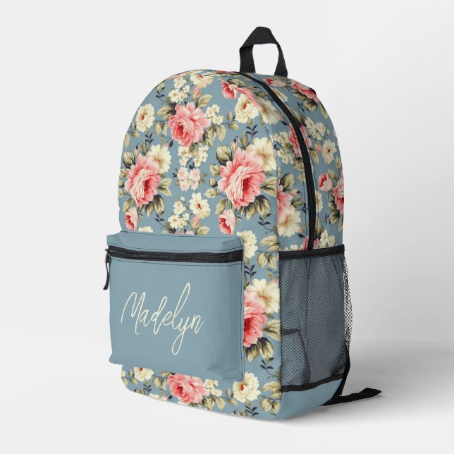 Sac À Dos Imprimé Modèle Floral de belle campagne personnalisée (Coin arrière droit)