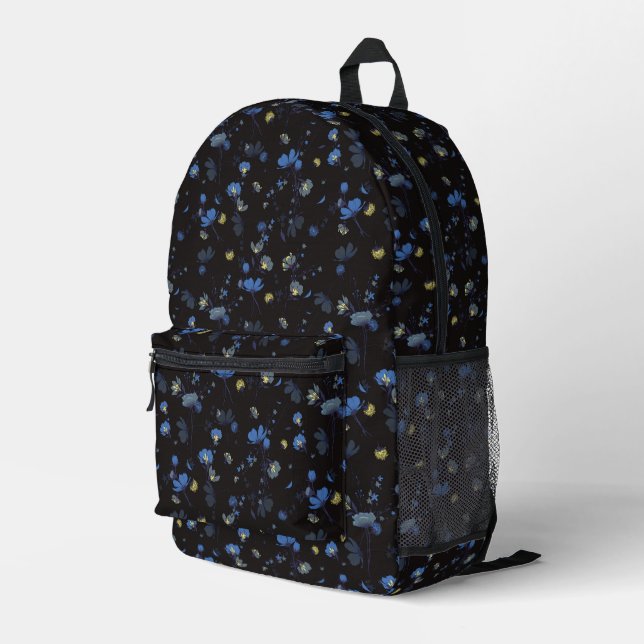 Sac À Dos Imprimé Modèle floral soufflé par l'éolien (Coin arrière droit)