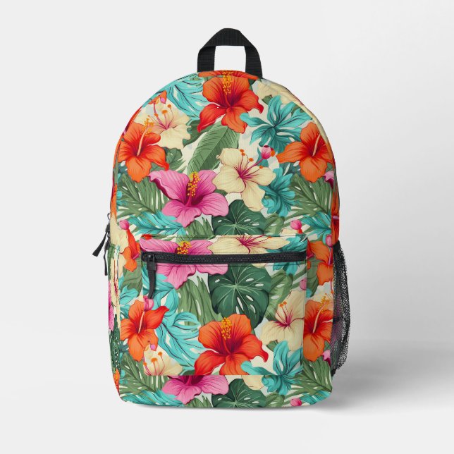 Sac À Dos Imprimé Modèle floral tropical vibre (Recto)