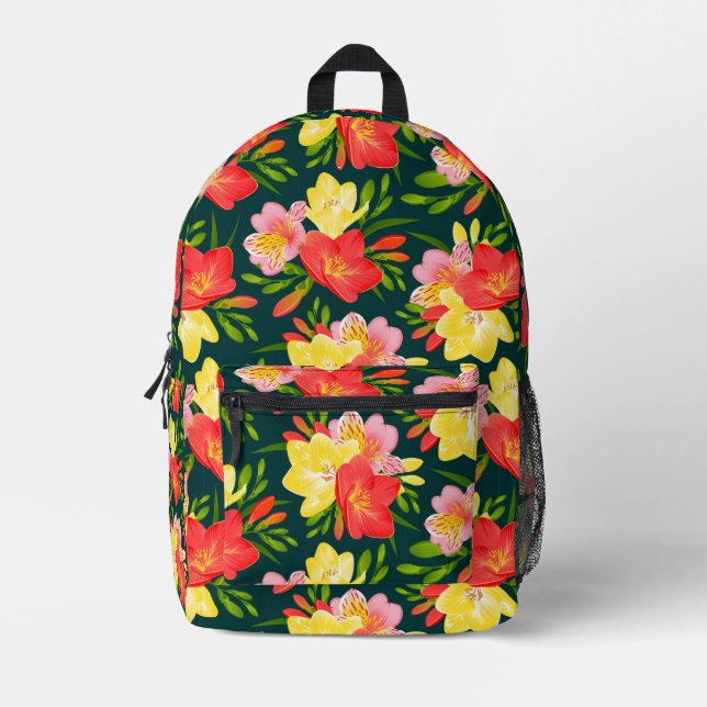Sac À Dos Imprimé Modèle floral tropical vibre (Recto)