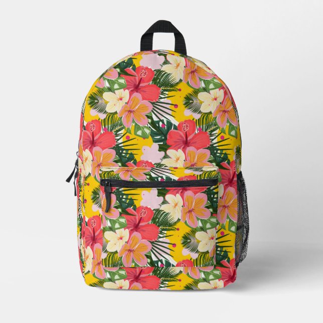 Sac À Dos Imprimé Modèle floral tropical vibre (Recto)