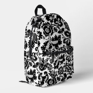 Sac À Dos Imprimé Modèle floral vénitien noir et blanc de William Mo