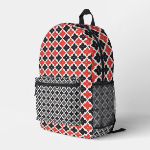 SAC À DOS IMPRIMÉ MODÈLES FLORAUX EN DIAMANT BLANC ROUGE