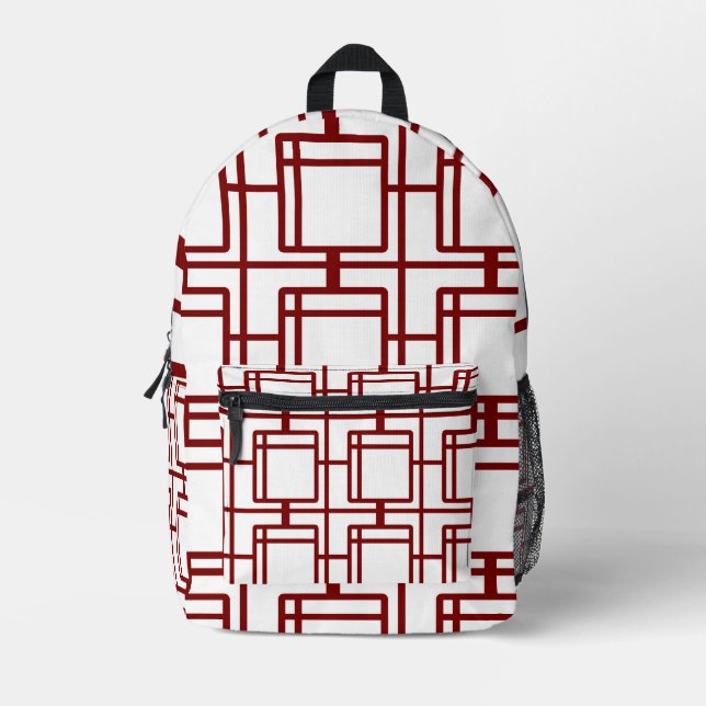 Sac À Dos Imprimé Modern Art Inspired Geometric White Backpack  (Recto)