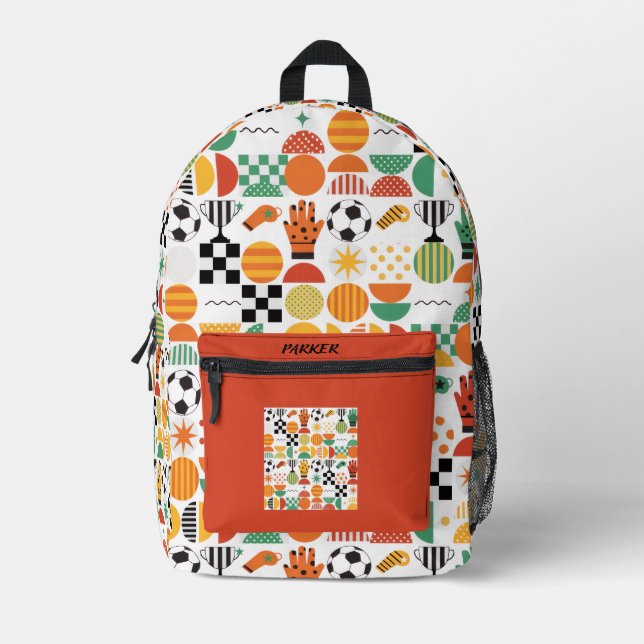 Sac À Dos Imprimé Modern Custom Name Soccer Football Pattern Printed (Recto)