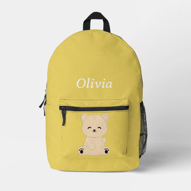 Sac À Dos Imprimé Modern Kids' Backpack with Bear - Personalized  (Recto)