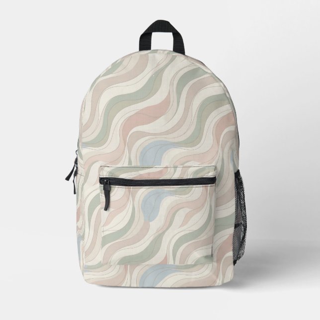 Sac À Dos Imprimé Modern Pastel Abstract Waves Backpack (Recto)
