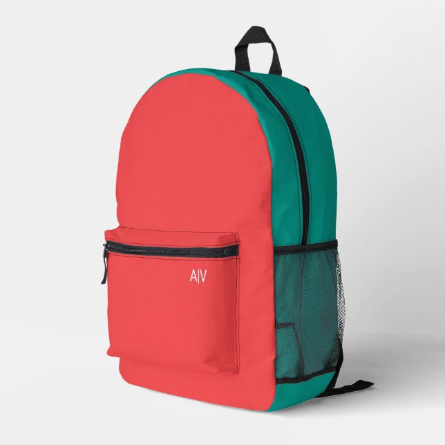 Sac À Dos Imprimé Modern Summer Coral Monogram (Coin arrière droit)
