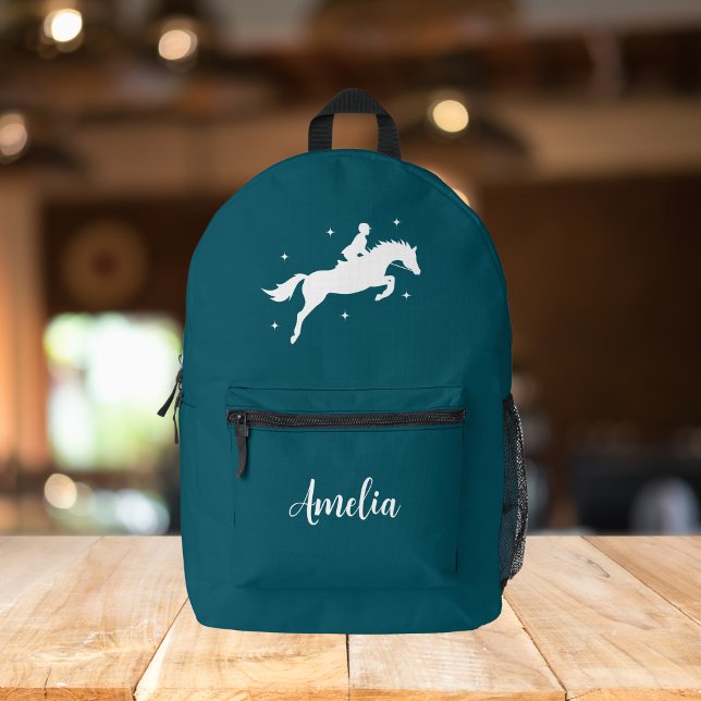 Sac À Dos Imprimé Modern Teal Horseriding Equestrian (Créateur téléchargé)